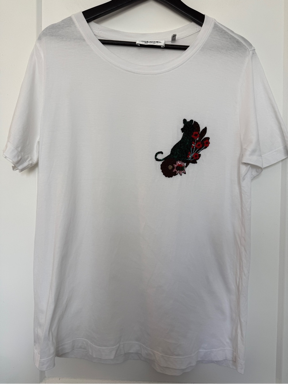 Essentiel Antwerp Embellished Oversized Cat Floral Sequin Tee - Size 1/S